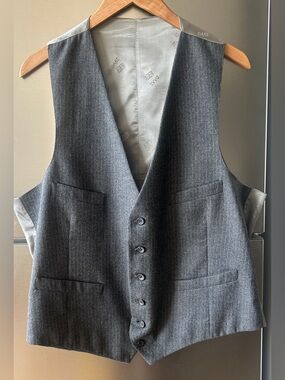 Daks London Gray Pinstripe Wool Vest Waistcoat Classic Tailored